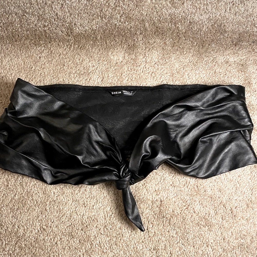 Tie Front Leather Tube Top